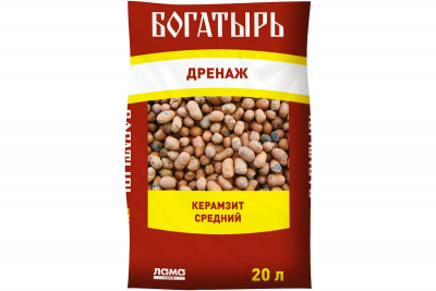 Дренаж керамзитный средний Богатырь 10-20 мм, 20 л (Лама-торф)
